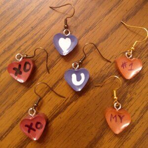 Valentine's Day-conversation hearts pierced earring set